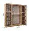Kleiderschrank / Schiebetürenschrank | Farbe: Walnuss | Aluminiumschienen | 2 Meter breit | eine Tür mit Spiegel | zwei Kleiderstangen | 10 Fächer
