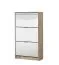 Schuhschrank mit Spiegeltüren Gradide 08, Farbe: Eiche Grau, ABS-Kanten, Griffe: Grau, drei Kipptüren, Maße: 119 x 67 x 28 cm, sechs Fächer, modernes Design