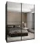 Kleiderschrank / Schiebetürenschrank | 2 Schiebetüren | Farbe: Schwarz | 2 Kleiderstangen | Soft-Close | 245,5 x 190 x 64 cm | Spiegel | 11 Fächer
