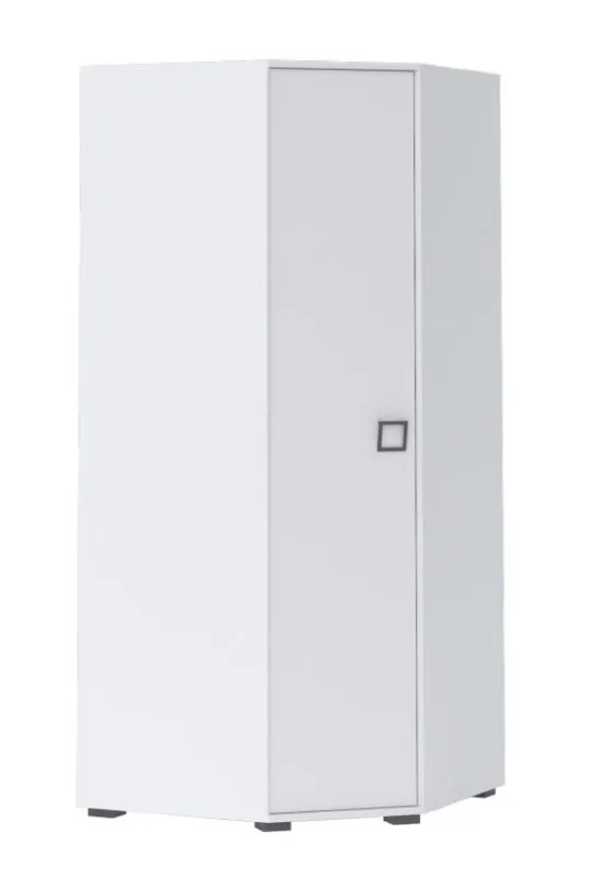Drehtürenschrank / Eckkleiderschrank 15, Farbe: Weiß - Abmessungen: 198 x 86 x 86 cm (H x B x T)