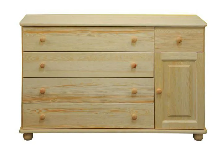Sideboard mit 5 Schubladen, Farbe: Natur, Breite: 121 cm - Küchenschrank, Anrichte, Sideboard Abbildung