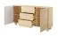 Kommode | 2 Türen | 3 Schubladen | Farbe: Eiche Vicenza | 4 Fächer | Push-to-open Funktion | 160 x 38 x 80 cm | Holzbeine | weiche Linien | ABS-Kanten