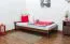 Kinderbett / Jugendbett Kiefer Vollholz massiv Nussfarben A14, inkl. Lattenrost - Abmessung 90 x 200 cm