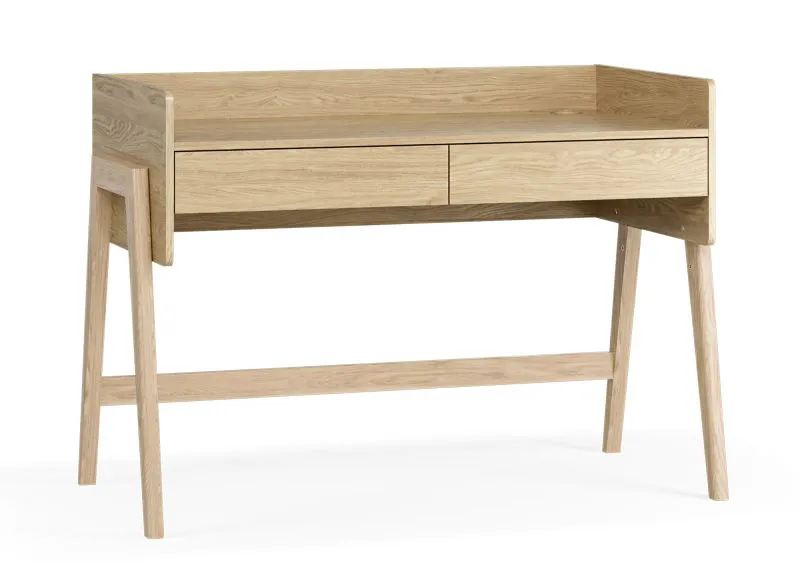Schreibtisch | 2-stufige Höhenverstellung | Farbe: Eiche | zwei Schubladen | Höhenverstellbar | Maße: 121 x 60 x 86 cm | Soft-Close-Funktion