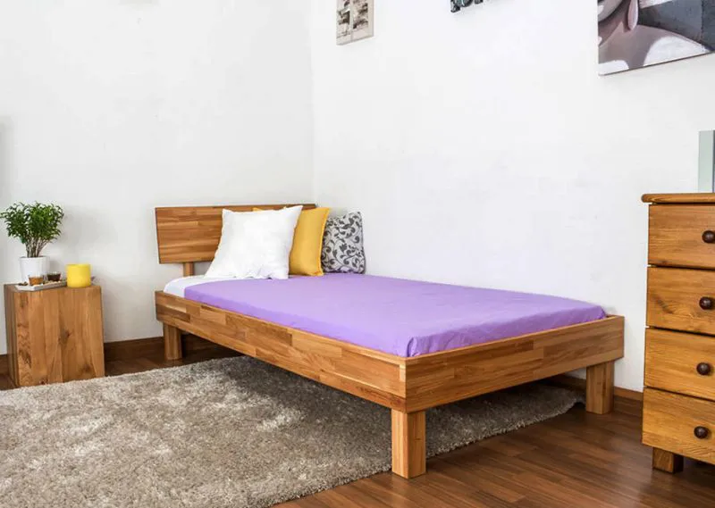Holzbett Bettgestell Eiche 100 x 200 cm geölt Abbildung