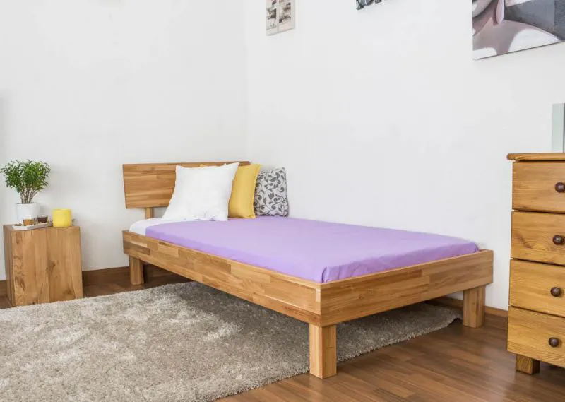 Eiche Massivholz Bettgestell 90 x 200 cm geölt Abbildung