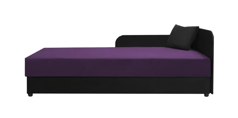 Gästebett / Tagesbett Lobatos 64, inkl. Kissen, Kopfteil rechts, Farbe: Schwarz / Lila, Liegefläche: 80 x 195 cm, Sofa-Bett, Bonellfederkernung, Stauraum
