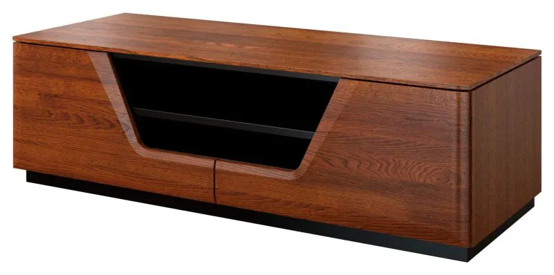 TV-Möbel TV-Schrank teilmassiv Farbe: Walnuss / Schwarz 38x122x50 cm  Abbildung