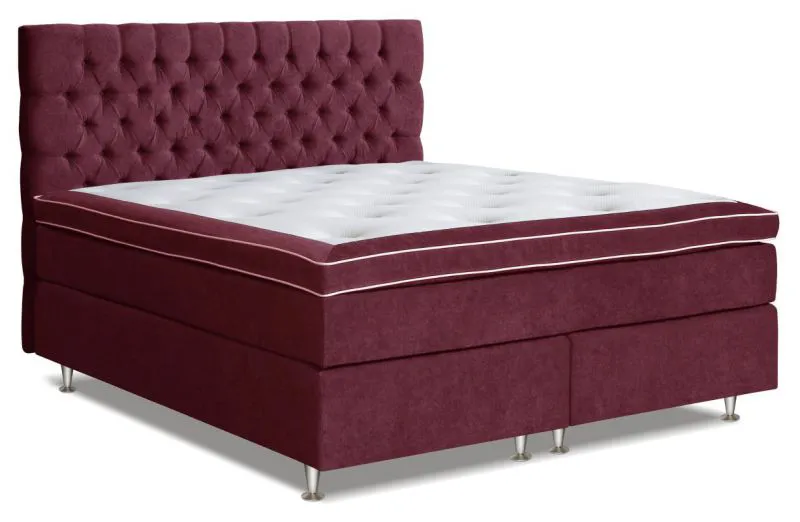Boxspringbett MINDORO, Box: Bonellfederkern, Matratze: Taschenfederkern, Top Matress: Schaumstoff - Abmessung: 160 x 200 cm - Farbe: Rotbraun