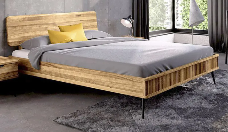 Eiche-Bett massiv | 140 x 200 cm | Wildeiche | Geölt | Natur Abbildung