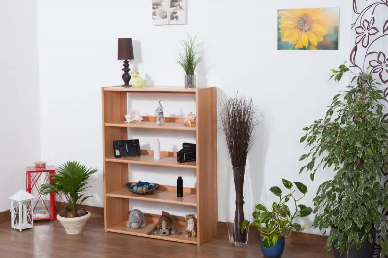 Regal, Küchenregal, Wohnzimmerregal, Bücherregal - 85 cm breit, Buche Holz-Massiv, Farbe: Natur Abbildung
