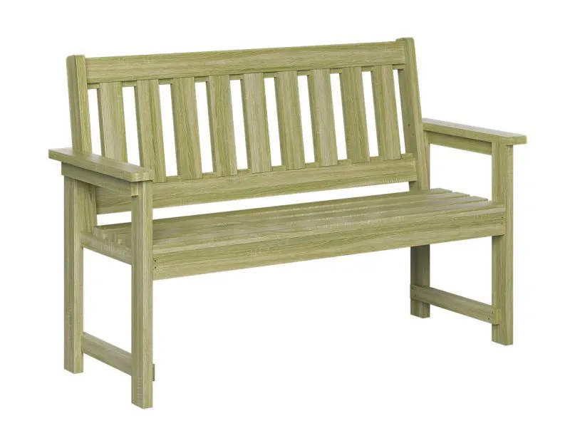 Gartenbank Strelitzie aus Massivholz, rustikal, Fichte kesseldruckimprägniert, 89 x 130 x 56 cm, stabile Holzbank, langlebig, robust
