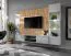 Wohnwand | Farbe: Perla Grau / Eiche Artisan | Push-to-open Funktion | Maße: 200 x 35 x 148 cm | inkl. LED-Beleuchtung | 1 TV-Unterschrank | 1 Vitrine