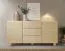 Kommode | 2 Türen | 3 Schubladen | Farbe: Eiche Vicenza | 4 Fächer | Push-to-open Funktion | 160 x 38 x 80 cm | Holzbeine | weiche Linien | ABS-Kanten