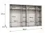 Drehtürenschrank / Kleiderschrank | Farbe: Walnuss | vier Kleiderstangen | Soft-Close-Funktion | 3 Meter breit | sechs Spiegeltüren | Griffe: Silber