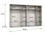 Kleiderschrank / Drehtürenschrank Korab 47, Farbe: Weiß, vier Fächer, sechs Türen, Griffe: Schwarz, 3 Meter breit, vier Kleiderstangen, Soft-Close-Funktion