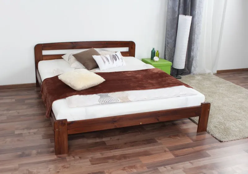 Jugendbett Kiefer Vollholz massiv Nussfarben A5, inkl. Lattenrost - Abmessung 160 x 200 cm (B x L)