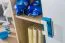 Kinderzimmer - Schrank Fabian 04, Farbe: Eiche Hellbraun / Weiß / Blau - 190 x 80 x 40 cm (H x B x T)