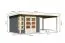 Gartenhaus SET terragrau mit Anbaudach 3,2 m, Grundfläche: 7m²