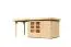 Gartenhaus SET naturbelassen mit Anbauschrank, Anbaudach 240 cm Breite, Grundfläche: 6,05m²