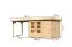 Gartenhaus SET naturbelassen mit Anbauschrank, Anbaudach 280 cm Breite, Grundfläche: 6,05 m²