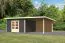 Gartenhaus SET terragrau mit Anbaudach 3,3 m Breite, Rückwand, Grundfläche: 13,32m²
