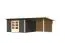 Gartenhaus SET terragrau mit Anbaudach 3,3 m Breite, Rückwand, Grundfläche: 13,32m²