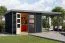 Holz Gartenhaus Anbaudach anthrazit/graualuminium – langlebiges Trapezblechdach, robuste Metallkanten, nordische Fichte, wettergeschützt 2,98×2,42 m