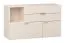 Kommode mit 3 Schubladen | ein offenes Fach | Soft-Close-Funktion | Farbe: Beige | Griffe & Beine: Eiche | Maße: 120 x 42 x 70 cm | 1 Tür | zwei Fächer