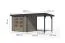 Holz Gartenhaus Anbaudach Fichte wassergrau/anthrazit, wetterfestes Trapezblechdach, 2,38×2,13 m, Doppeltür Zylinderschloss, metallverstärkte-Ecken