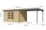 Holz Gartenhaus Anbaudach, nordische Fichte naturbelassen/graualuminium, Trapezblech-Pultdach, Zylinderschloss, robuste Ecken, 3,60 × 2,40 m