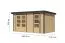 Gartenhaus aus Holz, nordische Fichte naturbelassen / anthrazit, Trapezblech-Pultdach, robuste metallverstärkte-Ecken, Zylinderschloss, 4,00 × 2,13 m