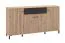 Kommode | drei Drehtüren | 1 Schublade | Farbe: Eiche Artisan / Schwarz | 6 Fächer | Maße: 170 x 40 x 90 cm | Sideboard | ABS-Kantenschutz