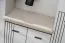Garderobe mit Kleiderschrank | Farbe: Kaschmir / Schwarz | mit Sitzgelegenheit | 2 Kleiderstangen | Maße: 120 x 32 x 203 cm | 2 Haken | Spiegel