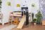 halbhohes Bett mit Rutsche und Turm - Buche natur Massivholz 90x200 cm