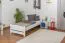 Kinderbett / Jugendbett Kiefer massiv Vollholz weiß lackiert 84, inkl. Lattenrost - Abmessung 90 x 200 cm