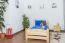 Kinderbett / Jugendbett Kiefer massiv Vollholz natur 84, inkl. Lattenrost - Abmessung 90 x 200 cm