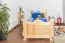 Kinderbett / Jugendbett Kiefer massiv Vollholz natur 91, inkl. Lattenrost - Abmessung 90 x 200 cm