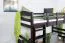 Hochbett 90 x 190 cm, "Easy Premium Line" K22/n, Buche Massivholz Schokobraun, teilbar