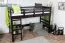 Hochbett 90 x 190 cm, "Easy Premium Line" K22/n, Buche Massivholz Schokobraun, teilbar