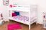 Etagenbett / Stockbett "Easy Premium Line" K20/n, Kopf- und Fußteil gerade, Buche Vollholz massiv Weiß - 90 x 200 cm (B X L), teilbar