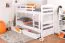 Etagenbett für Erwachsene "Easy Premium Line" K18/n inkl. 2 Schubladen und 2 Abdeckblenden, Kopfteil mit Löchern, Buche Vollholz massiv Weiß - 90 x 200 cm, (B x L) teilbar