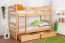 Stockbett für Erwachsene "Easy Premium Line" K19/n inkl. 2 Schubladen und 2 Abdeckblenden, Kopf- und Fußteil mit Löchern, Buche Vollholz massiv Natur - 90 x 200 cm (B x L), teilbar