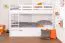 Stockbett für Erwachsene "Easy Premium Line" K18/h inkl. Liegeplatz und 2 Abdeckblenden, Kopfteil mit Löchern, Buche Vollholz massiv Weiß - Liegefläche: 90 x 200 cm, teilbar