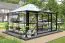 Gewächshaus Basilikum 01, Ausführung: Echtglas 4 mm, 415 x 315 x 281 cm, Profilfarbe Schwarz, 2 große seitliche Kippfenster