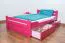 Einzelbett / Gästebett "Easy Premium Line" K4 inkl. 2 Schubladen und 1 Abdeckblende, 120 x 200 cm Buche Vollholz massiv Rosa