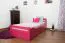 Kinderbett / Jugendbett "Easy Premium Line" K1/2n inkl. 2 Schubladen und 2 Abdeckblenden, 90 x 200 cm Buche Vollholz massiv Rosa