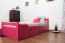 Kinderbett / Jugendbett "Easy Premium Line" K1/2n inkl. 2 Schubladen und 2 Abdeckblenden, 90 x 200 cm Buche Vollholz massiv Rosa