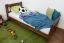 Kinderbett / Jugendbett Kiefer Vollholz massiv Nussfarben A22, inkl. Lattenrost - Abmessung 90 x 200 cm