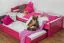 Kinderbett / Jugendbett "Easy Premium Line" K1/2h inkl. 2. Liegeplatz und 2 Abdeckblenden, 90 x 200 cm Buche Vollholz massiv rosa lackiert